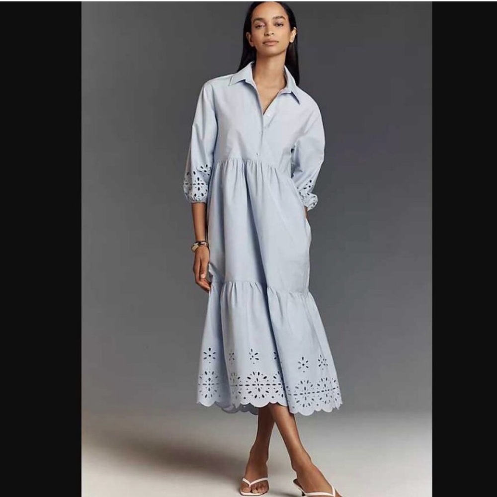 Anthropologie The Bettina Tiered Shirt Dress